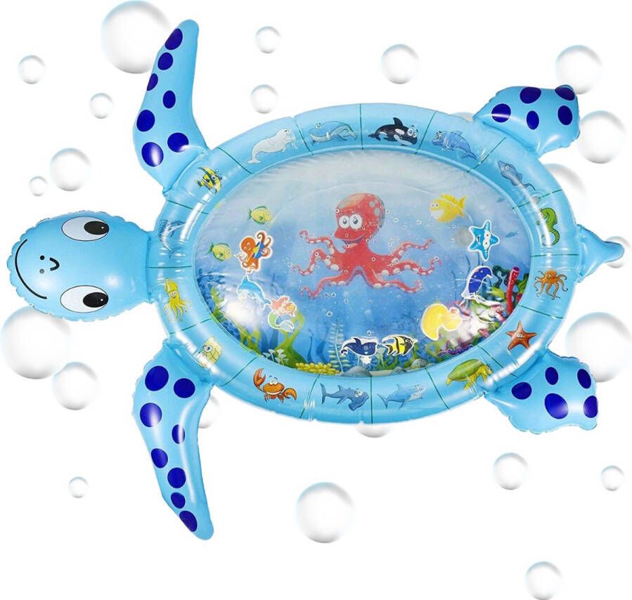 Arvona Waterspeelmat XXL Watermat Baby Waterspeelmat Babygym Speelmat Speelkleed Baby Leukste Kraamcadeau Schildpad Blauw