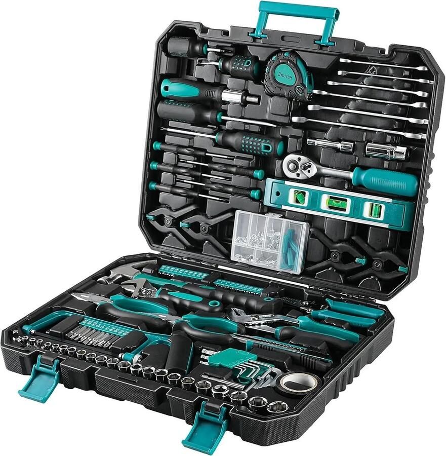AS store Gereedschapskist gevuld met Handgereedschap Gereedschapskoffer Toolbox Handgereedschapset Rateldopgereedschapsset Schroevendraaierset Basisgereedschap