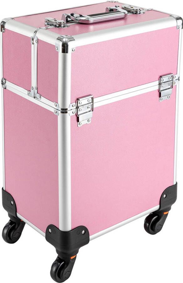 AS store Cosmetica koffer Make up koffer kapper trolley Roze 45cm hoog