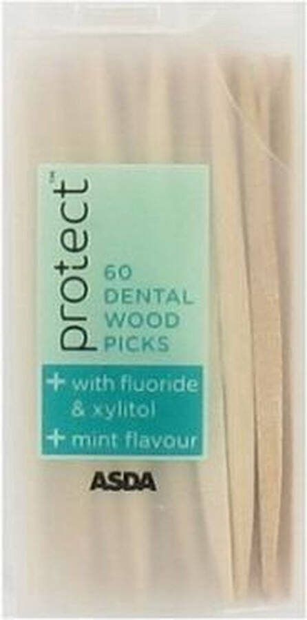 Asda Protect Tandenstokers Mint Hout 3x60 stuks