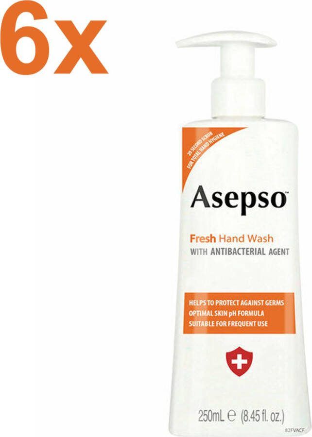 Asepso Fresh Antibacteriële Handzeep Zeeppomp 6x 250ml Voordeelverpakking