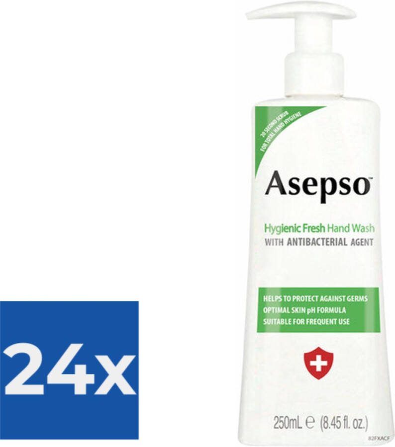Asepso Hygienic Fresh Antibacteriële Handzeep Zeeppomp 250ml Voordeelverpakking 24 stuks