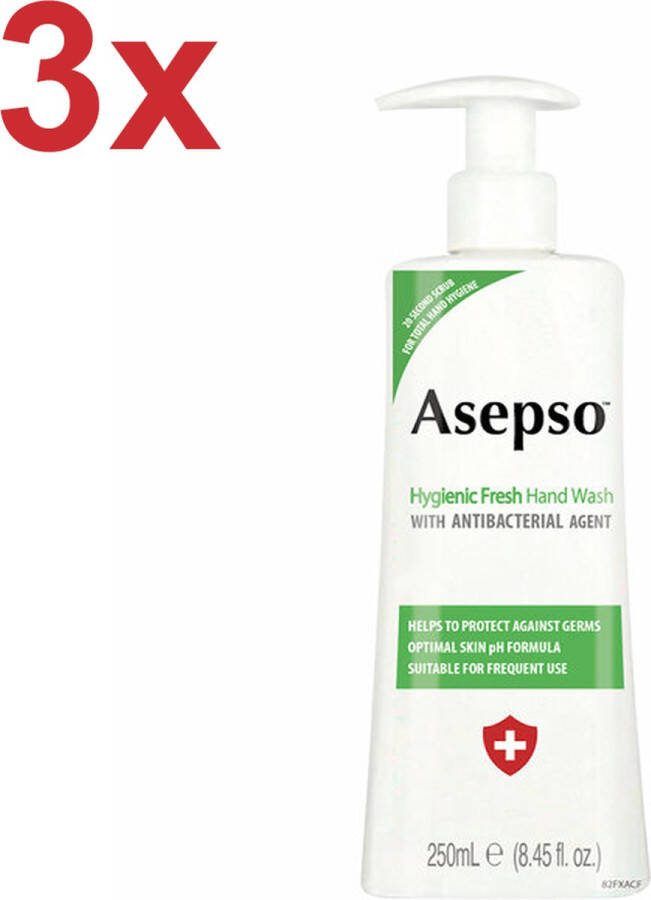 Asepso Hygienic Fresh Antibacteriële Handzeep Zeeppomp 3x 250ml Voordeelverpakking