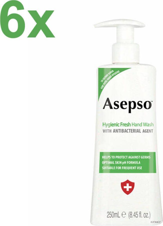 Asepso Hygienic Fresh Antibacteriële Handzeep Zeeppomp 6x 250ml Voordeelverpakking