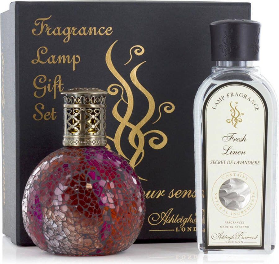 Ashleigh & Burwood Ashleigh and Burwood gift set Fairy Ball + Fresh Linen Geurlamp S rood