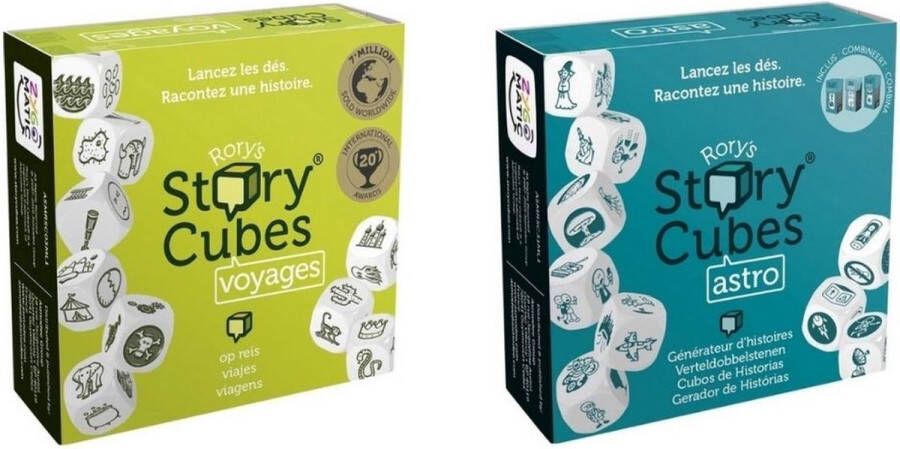 Asmodee Spellenbundel Dobbelspel 2 Stuks Rory&apos;s Story Cubes Voyages & Astro