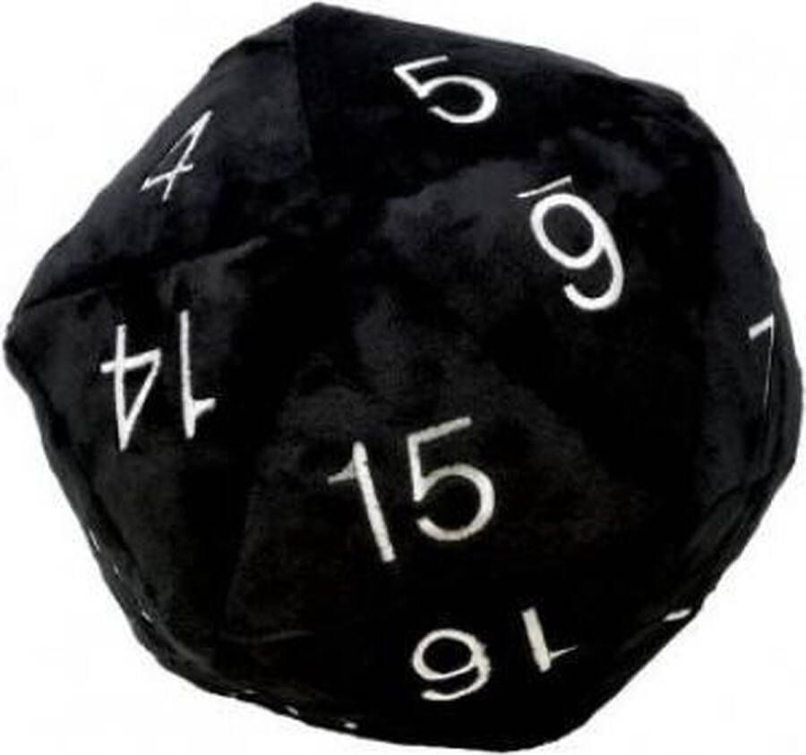Asmodee UP Dice Jumbo D20 Novelty Dice Plush in Black with White Numbering