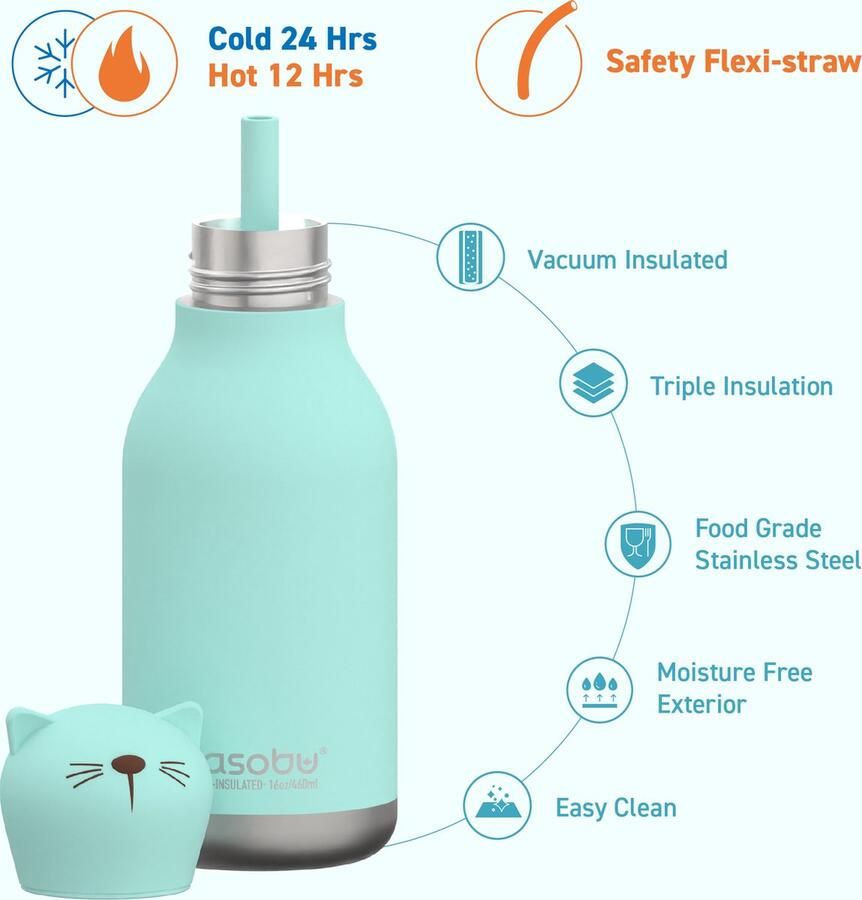 Asobu Inktvis Bestie Drinkfles 295ml RVS & Siliconen Schoolbeker