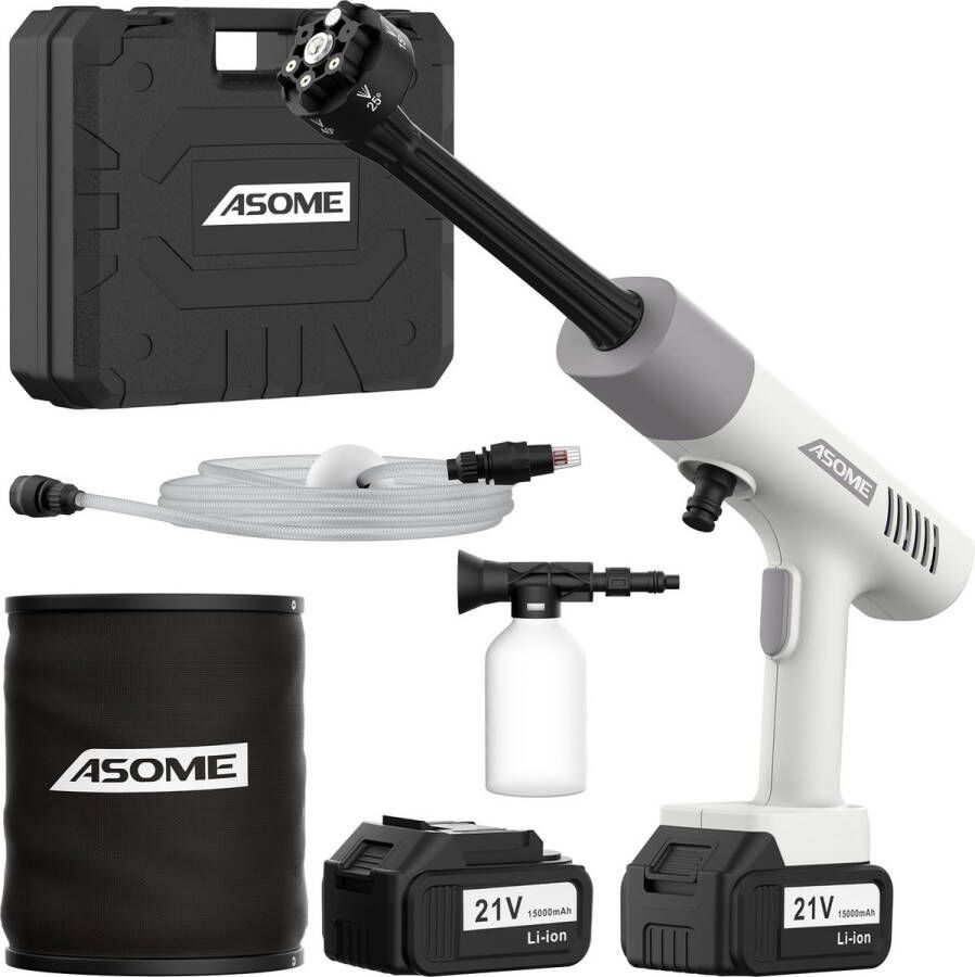 ASOME X021 Hogedrukreiniger Accu Hogedrukreiniger Auto Draadloze Hogedrukreiniger Terrasreiniger Hogedrukspuit 2x 15000 mAh Accu 80 minuten gebruik