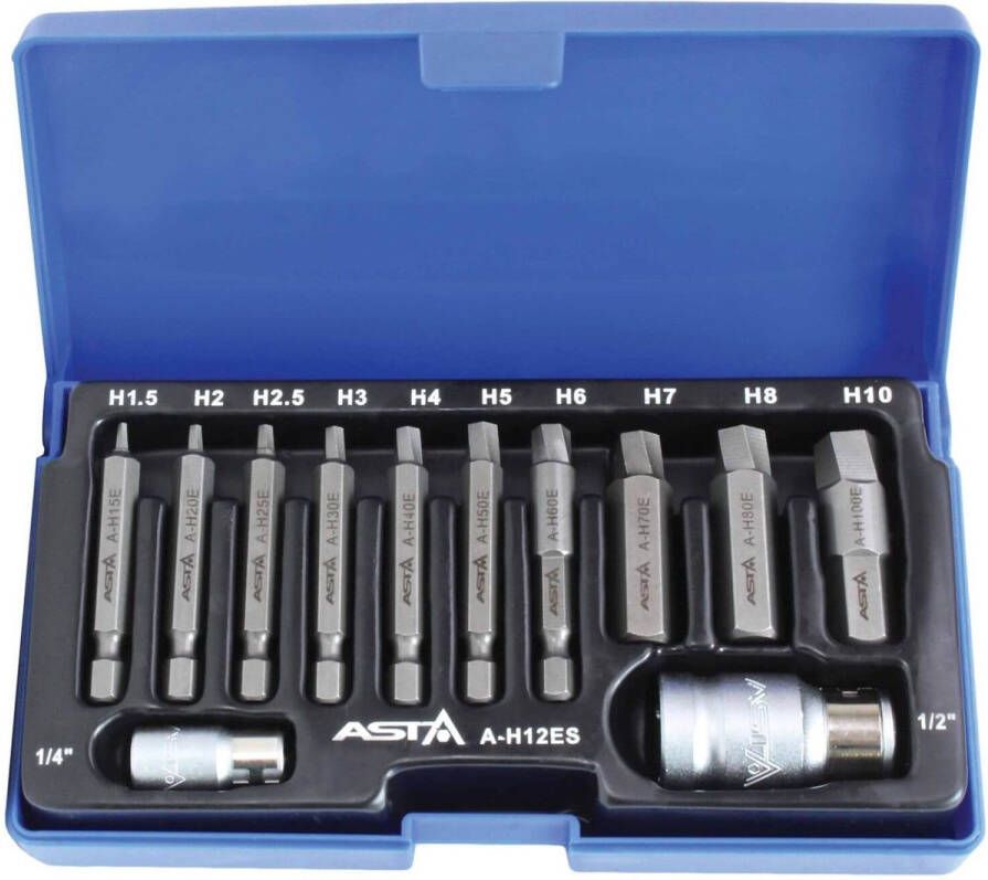 ASTA Tools Asta 1 4" & 1 4" Grip Bit Set Voor Beschadigde Inbus Binnenzeskant Schroeven (a-h12es)