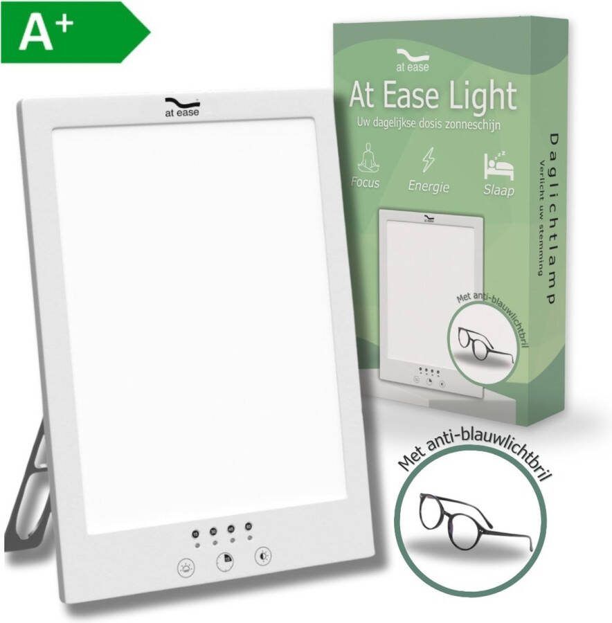 At ease Daglichtlamp 12.000 LUX Wit Incl. Opberghoes Winterdepressie Lichttherapielamp LED Lichttherapie Bureaulamp Daglicht Lamp SAD Daylight Therapy Hobby Lampen