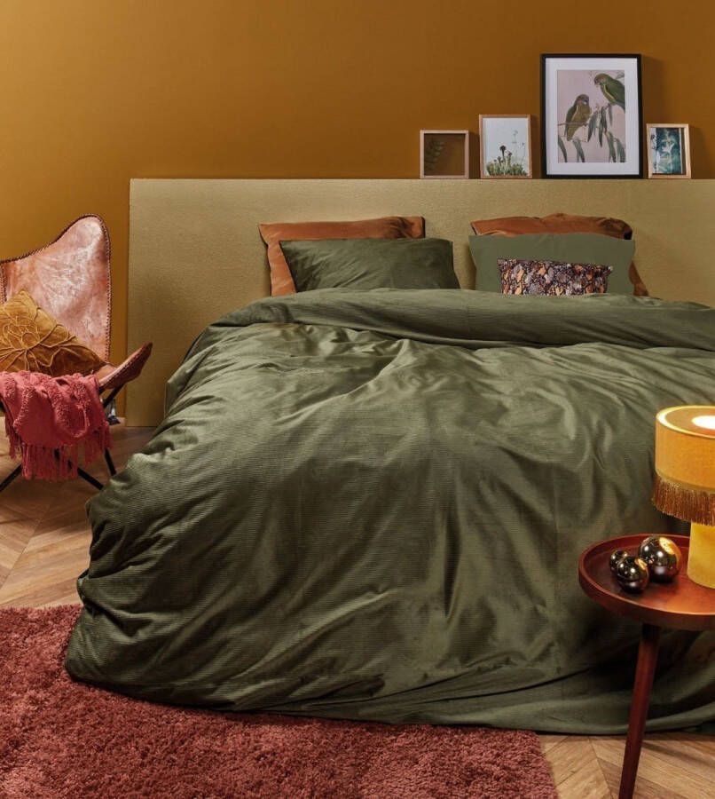 At Home by Beddinghouse Cosy Corduroy Dekbedovertrek Eenpersoons 140x200 220 cm Groen