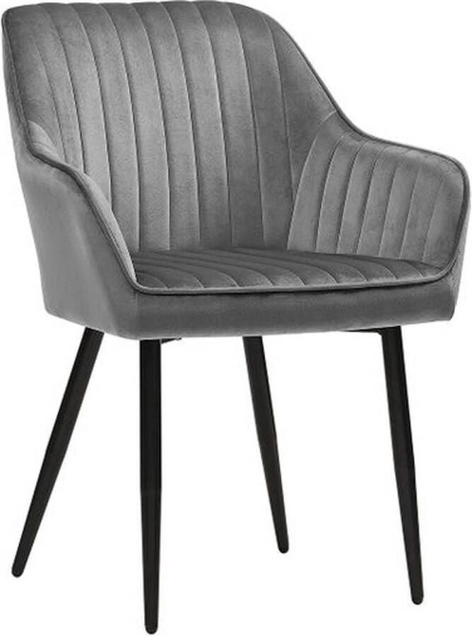 At-shop A.T. Shop eetkamerstoel fauteuil gestoffeerde stoel met armleuningen metalen poten fluwelen bekleding zitbreedte 49 cm max. 110 kg voor studie woonkamer slaapkamer lichtgrijs