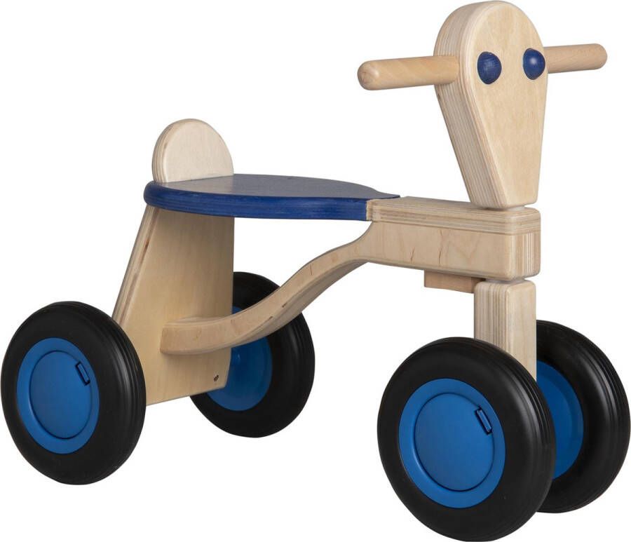 Atan Van Dijk Toys berken houten loopfiets vanaf 1 jaar Blauw (Kinderopvang kwaliteit)