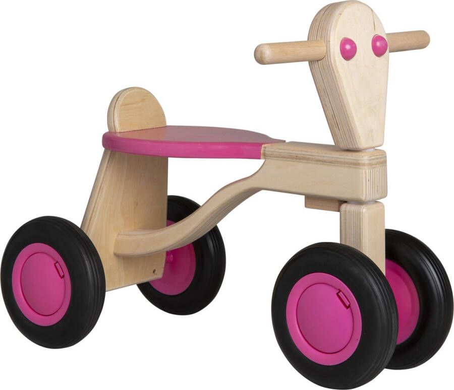 Atan Van Dijk Toys berken houten loopfiets vanaf 1 jaar Roze