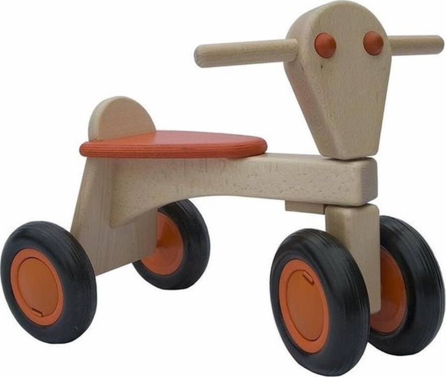 Atan Van Dijk Toys beuken houten loopfiets vanaf 1 jaar Oranje (Kinderopvang kwaliteit)