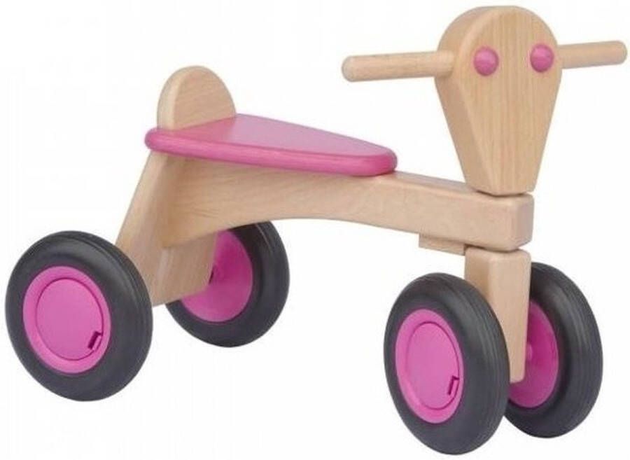 Atan Van Dijk Toys beuken houten loopfiets vanaf 1 jaar Roze (Kinderopvang kwaliteit)