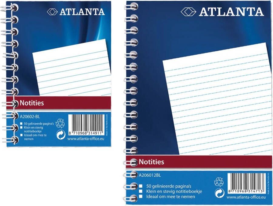 Atlanta Notitieboek A6 lijn 100blz met zijspiraal 20 stuks