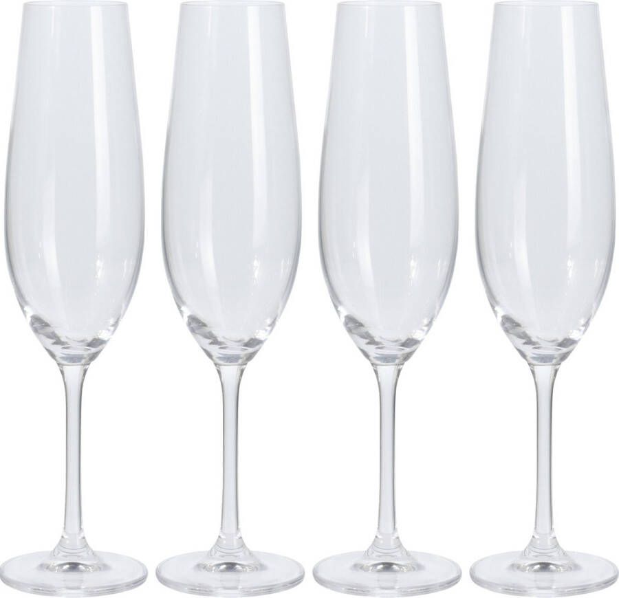 Atmosphera Atmosfera Prosecco Champagneglazen 4x transparant glas 260 ml hoog model Champagneglazen