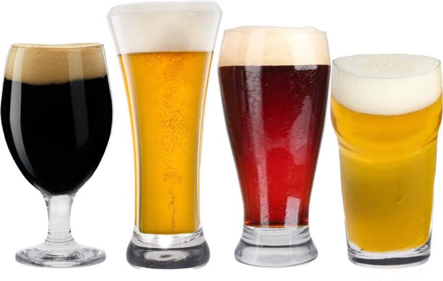 Atmosphera Speciaal bierglazen set 8x stuks 4 verschillende soorten Bierglazen