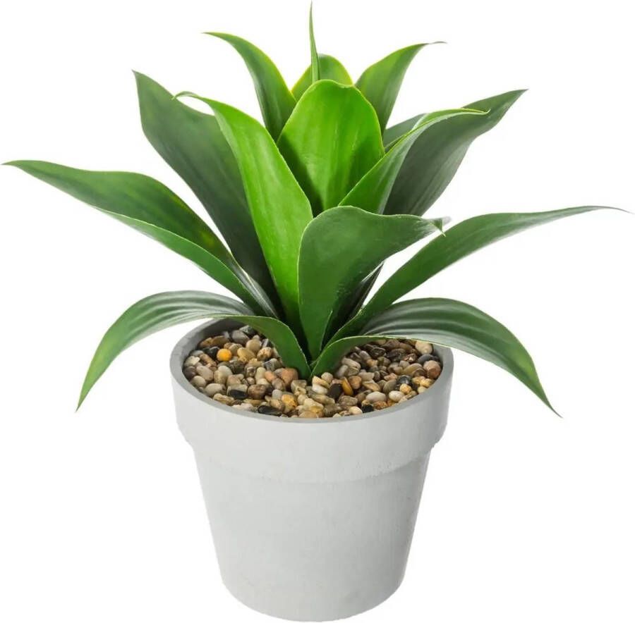 Atmosphera Aloe Vera kunstplant in pot van cement 34 cm Kunstplanten