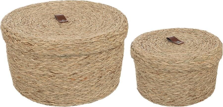 Atmosphera Arianna opbergmanden set van 2 stuks 28x17cm Riet