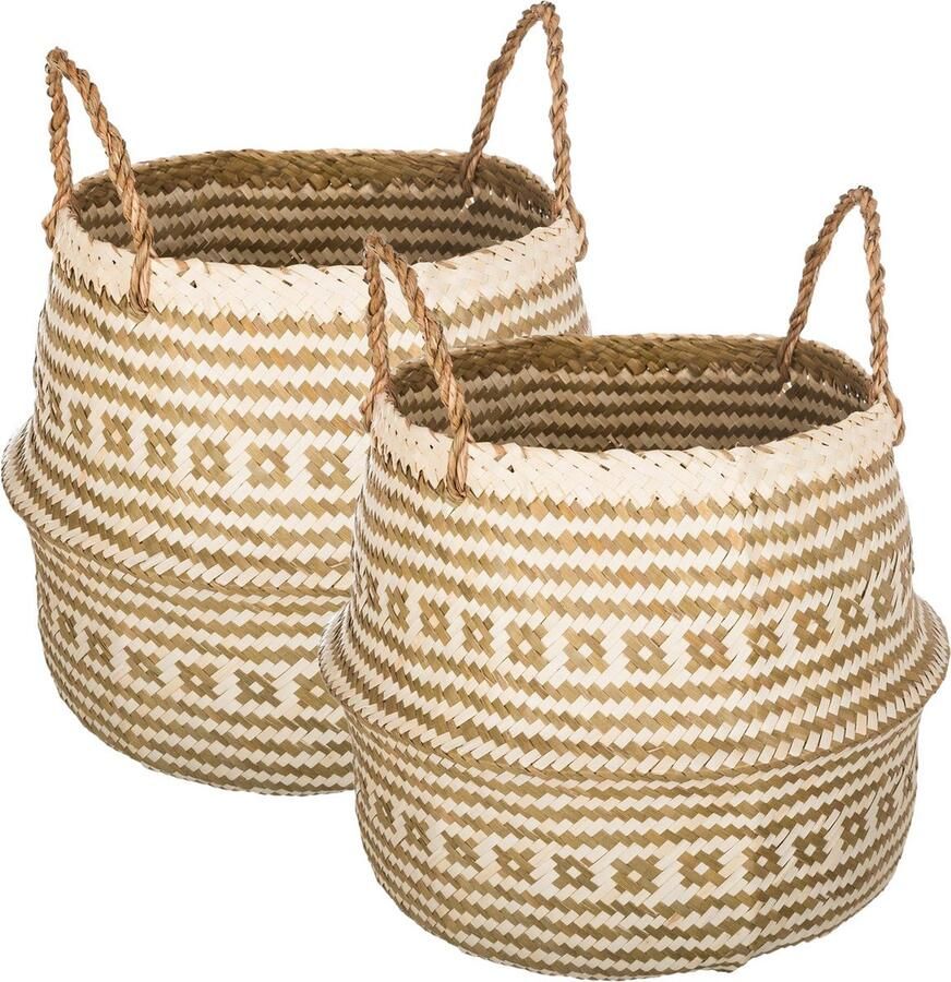 Atmosphera Opbergmand Brendan 2x rond riet D35 x H40 cm decoratie mand