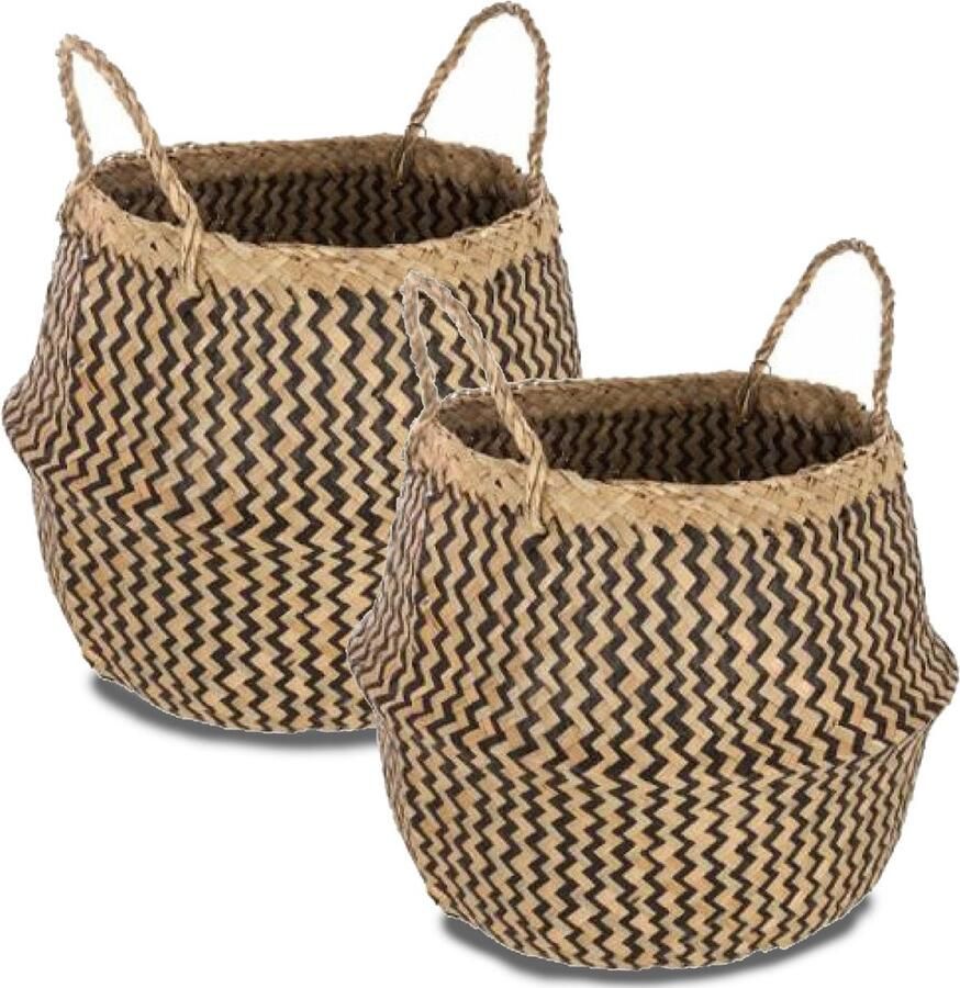 Atmosphera Opbergmand Imran 2x rond riet D35 x H40 cm decoratie mand
