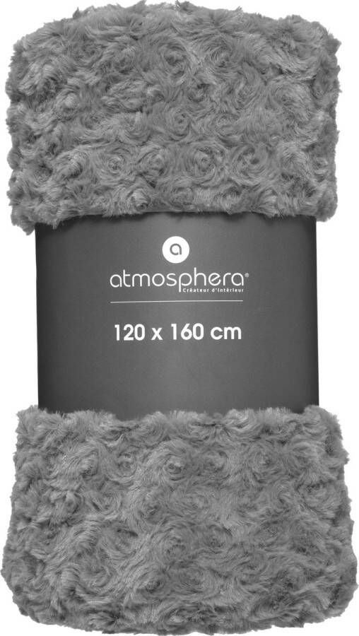 Atmosphera Sprei deken plaid donkergrijs polyester 120 x 160 cm geknoopt motief Plaids