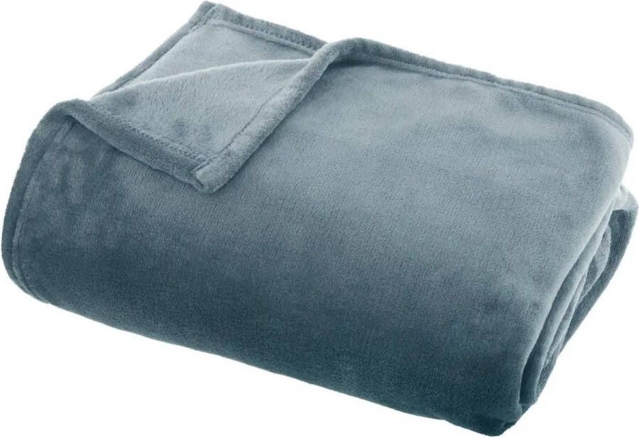 Atmosphera Fleece deken fleeceplaid blauwgrijs 125 x 150 cm polyester Plaids