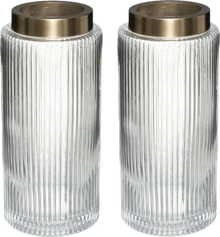 Atmosphera bloemenvaas 2x Elegance Cilinder model transparant glas H26 x D12 cm