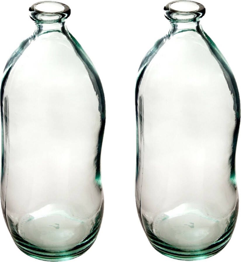 Atmosphera bloemenvaas 2x Organische fles vorm helder transparant glas H36 x D15 cm Vazen