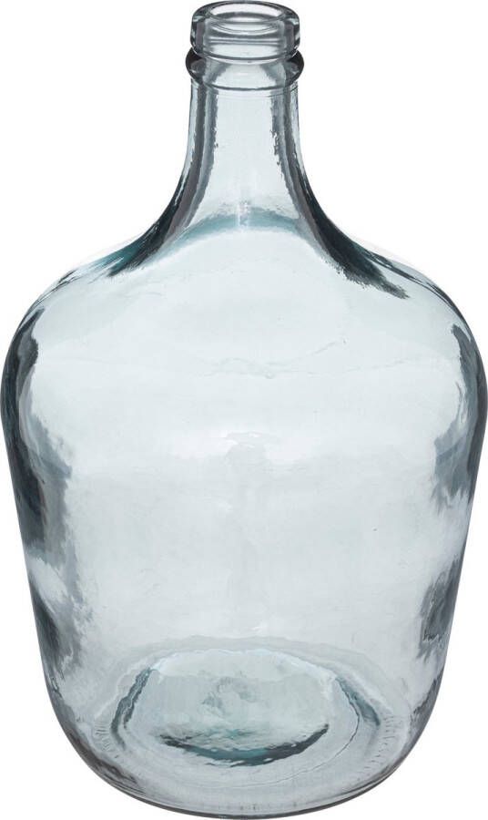 Atmosphera bloemenvaas Bologna Olijfolie Fles model blauw transparant glas H30 x D18 cm