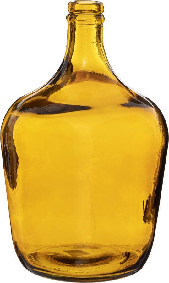 Atmosphera bloemenvaas Bologna Olijfolie Fles model transparant Amber goudgeel glas H30 x D18 cm