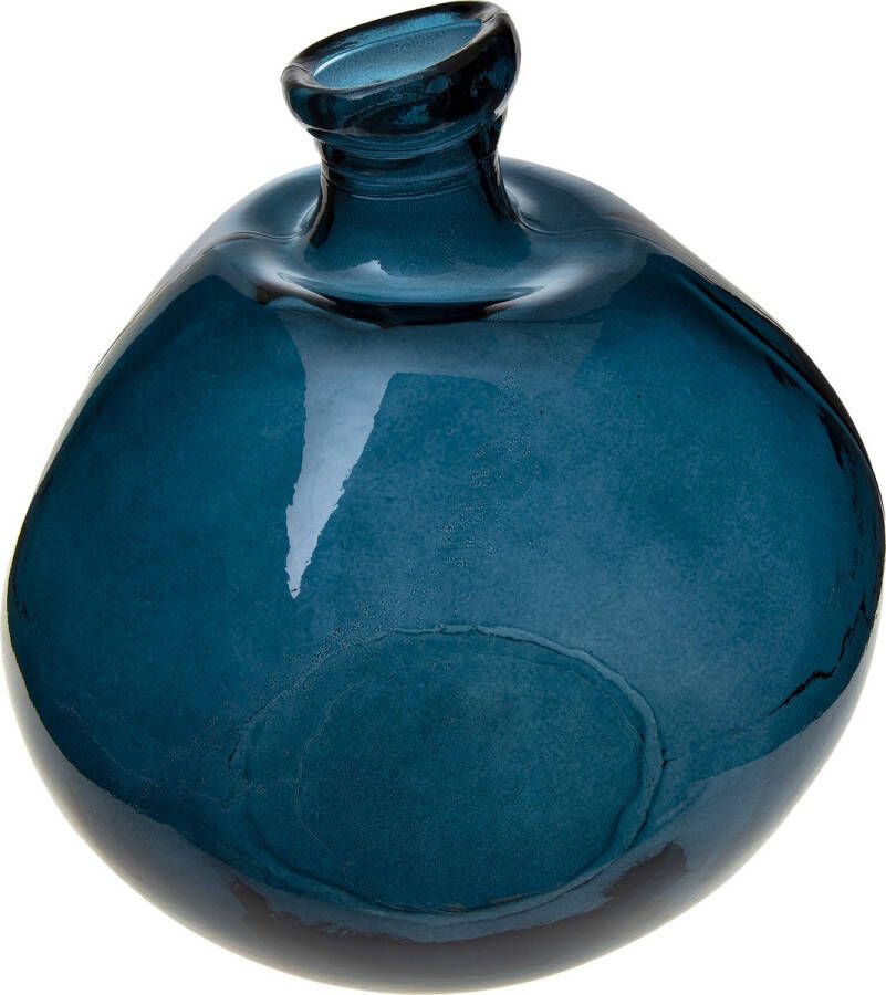 Atmosphera bloemenvaas Organische bol fles vorm blauw transparant glas H33 x D32 cm Vazen