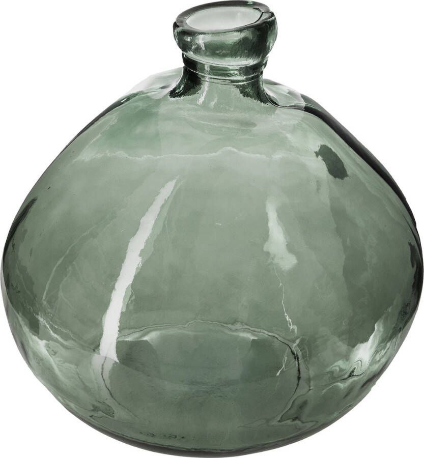 Atmosphera bloemenvaas Organische bol fles vorm groen transparant glas H22 x D21 cm Vazen