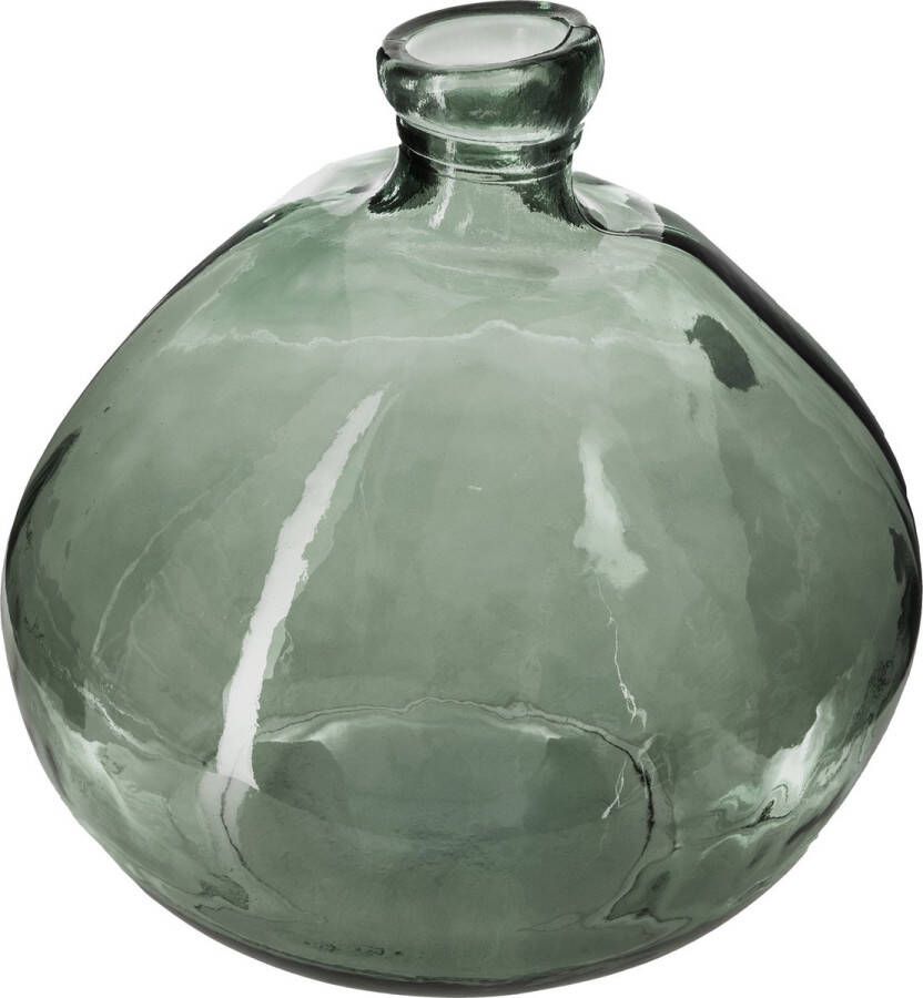 Atmosphera bloemenvaas Genua Organische bol fles vorm groen transparant glas H33 x D32 cm