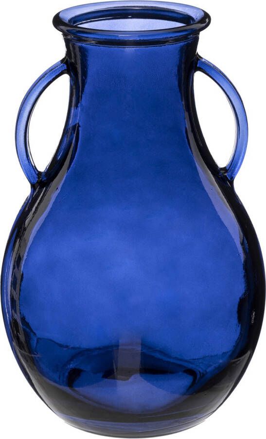 Atmosphera bloemenvaas Sciacca Amphore model blauw transparant glas H32 x D20 cm