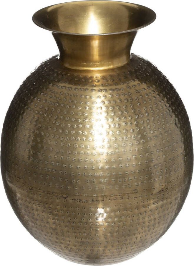 Atmosphera Créateur d'intérieur Metalen bewerkte vaas kleur goud hoogte 40 cm ø 30 cm