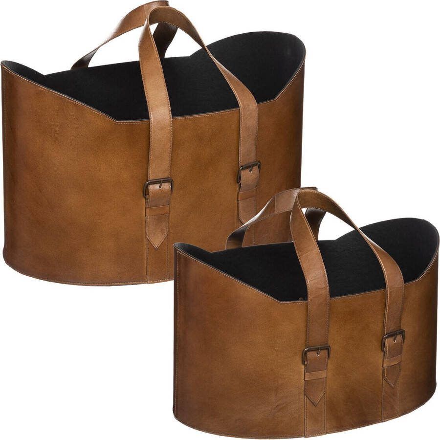 Atmosphera Boutique Trukado Set van 2 Leren manden Logan Zeer Stijlvol en Functioneel Echt Leer (bxhxd) ca. 50cm x 30cm x 36cm 47cm x27cm x 31cm