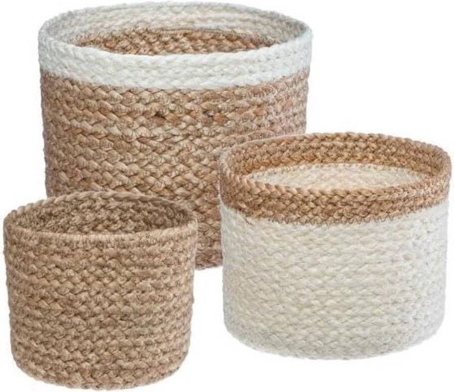 Atmosphera Créateur d'intérieur Jute opbergmanden Set van 3 Bloempot Opberger Decoratie