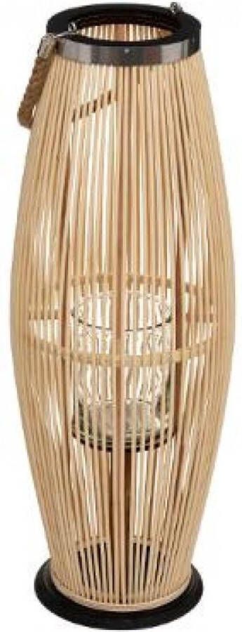 Atmosphera Créateur d'intérieur windlicht lantaarn bamboe met glas GROOT 72 CM H