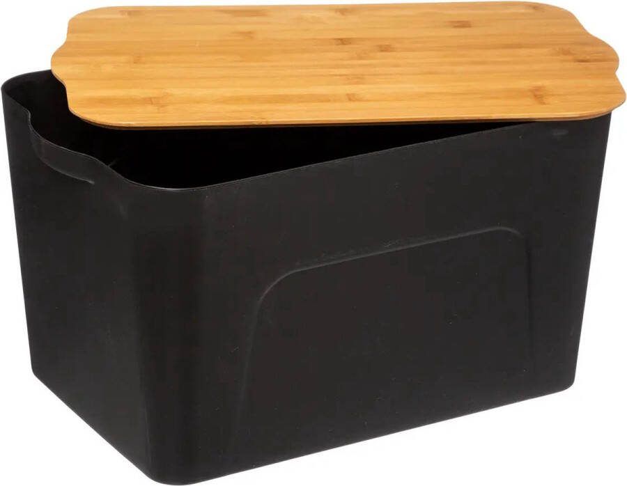 Atmosphera Doos Kunststof en bamboe Zwart 24L