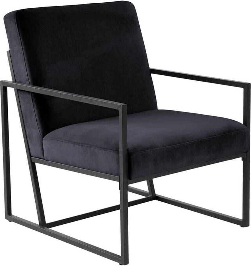 Atmosphera fauteuil Agatha velvet zwart