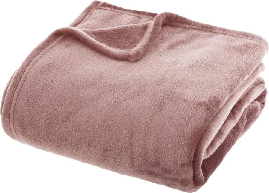 Atmosphera fleece deken fleeceplaid oud roze 180 x 230 cm polyester Molton Bankdeken