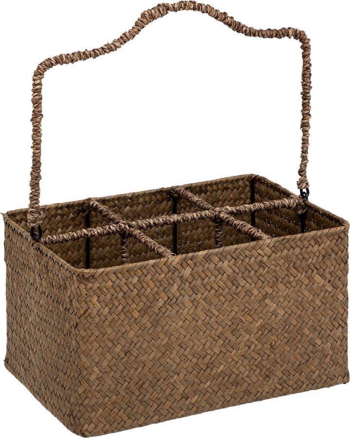 Atmosphera Flessenhouder Mand 6x75cl The Floral Collection Bruin