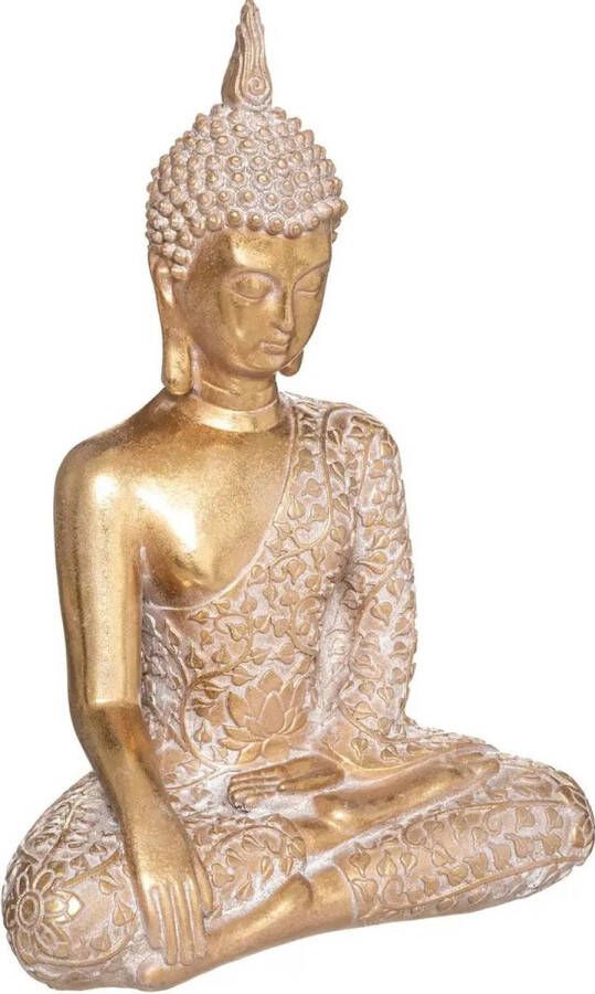 Atmosphera Home deco Boeddha beeld goud kleurig 20 x 32 cm voor binnen