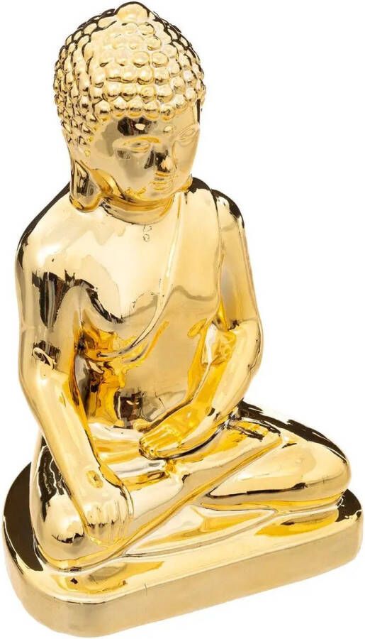 Atmosphera Home deco Boeddha beeld goud kleurig 16 x 25 cm voor binnen Beeldjes