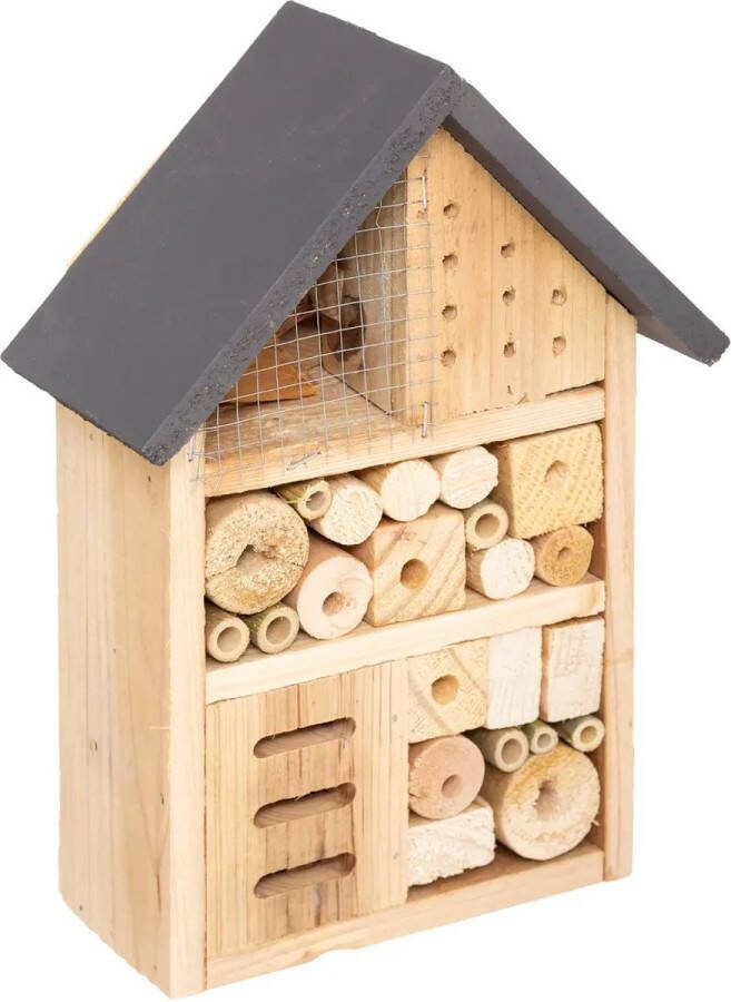 Atmosphera Insectenhotel Insectenhuis Bijenhotel Middelgrote Versie Natuurlijk Tuindecoratie Wanddecoratie Cadeau Donkergroen