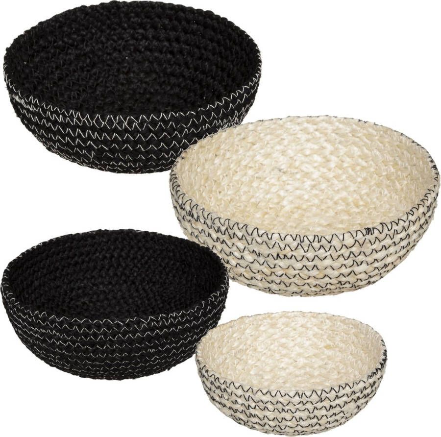 Atmosphera Jute Opbergmandjes Set van 4 Zwart Opberger Safari